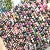 Grânulos de gemstone jóias, turmalina, Roda, polido, DIY & tamanho diferente para a escolha & facetada, multi colorido, vendido por Strand