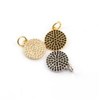 Cubic Zirconia Micro Pave Brass Pendant, Round, plated, micro pave cubic zirconia, more colors for choice, nickel, lead & cadmium free, 15x10x2mm, Approx 30PCs/Bag, Sold By Bag