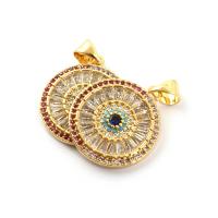 Cubic Zirconia Micro Pave Brass Pendant, Round, plated, micro pave cubic zirconia, nickel, lead & cadmium free, 20x18x2mm, Approx 30PCs/Bag, Sold By Bag