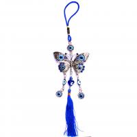 Hanging Ornaments, Tibetan Style, with Waxed Cotton Cord, with rhinestone, multi-colored, 330mm, Sold By PC