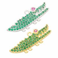 Cubic Zirconia Micro Pave Brass Pendant, Crocodile, plated, micro pave cubic zirconia, more colors for choice, 31x11x2.60mm, Hole:Approx 1.2mm, 10PCs/Lot, Sold By Lot