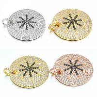 Cubic Zirconia Micro Pave Brass Pendant, Flat Round, plated, micro pave cubic zirconia, more colors for choice, 28x28mm, Hole:Approx 5mm, 10PCs/Lot, Sold By Lot
