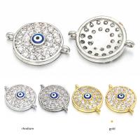 Cubic Zirconia Micro Pave Brass Connector, Flat Round, plated, micro pave cubic zirconia & enamel, more colors for choice, 11x12mm, Hole:Approx 0.5mm, 10PCs/Lot, Sold By Lot