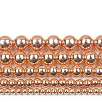 Non Magnetic Hematite Beads Round rose gold color plated DIY rose gold color Sold By Strand
