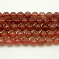 Natural Quartz Jewelry Beads, Strawberry Quartz, Round, polished, DIY & different size for choice, pink, Sold By Strand
