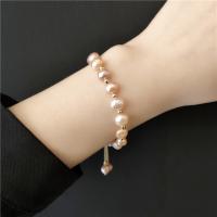 Freshwater Cultured Pearl Bracelet, Brass, with Freshwater Pearl, fashion jewelry, pink, 16cm, Sold By Strand