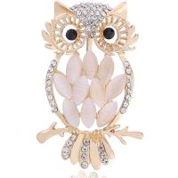 Tibetan Style Brooches, Owl, plated, fashion jewelry & Unisex & with rhinestone, nickel, lead & cadmium free, 57x35mm, 10PCs/Lot, Sold By Lot