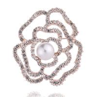 Zinc Alloy Brooches Rose plated fashion jewelry & for woman & with rhinestone nickel lead & cadmium free Sold By Lot
