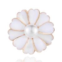 Tibetan Style Brooches, with Plastic Pearl, Flower, plated, fashion jewelry & for woman, more colors for choice, nickel, lead & cadmium free, 31x31mm, 10PCs/Lot, Sold By Lot