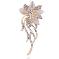 Zinc Alloy Brooches Flower plated fashion jewelry & for woman & with rhinestone nickel lead & cadmium free Sold By Lot