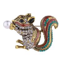 Zinc Alloy Brooches Squirrel plated fashion jewelry & Unisex & with rhinestone nickel lead & cadmium free Sold By Lot