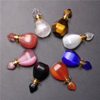Natural Stone Perfume Bottle Pendant with Zinc Alloy fashion jewelry & Unisex & faceted Sold By PC