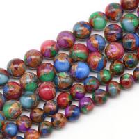 Gemstone Jewelry Beads Cloisonne Stone Round fashion jewelry & DIY multi-colored Sold By Strand