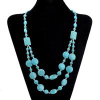 Turquoise Sweater Chain Necklace plated fashion jewelry & for woman Sold By PC