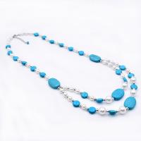 Turquoise trui Chain Necklace, turkoois, met Plastic Pearl, plated, mode sieraden & voor vrouw, meer kleuren voor de keuze, Verkocht door PC