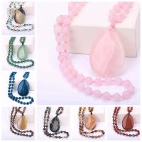 Natural Gemstone Necklace Natural Stone plated random style & fashion jewelry mixed colors Sold By Strand