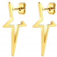 Stainless Steel Stud Earrings Star plated fashion jewelry & geometric & for woman Sold By Pair
