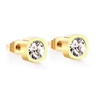 Stainless Steel Stud Earrings plated fashion jewelry & for woman & with rhinestone 8mm Sold By Pair