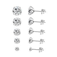 Stainless Steel Stud Earrings, plated, fashion jewelry & different size for choice & for woman & with rhinestone, more colors for choice, Sold By Pair