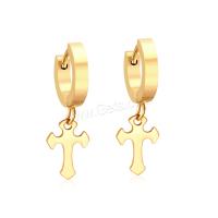 Huggie Hoop Drop Earring Stainless Steel Cross plated fashion jewelry & for woman Sold By Pair