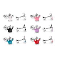 Stainless Steel Stud Earrings plated fashion jewelry & for woman & with rhinestone Sold By Bag