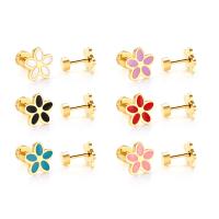 Stainless Steel Stud Earrings, Flower, plated, fashion jewelry & for woman, more colors for choice, 12Pairs/Bag, Sold By Bag