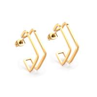 Stainless Steel Stud Earrings, Rhombus, plated, fashion jewelry & for woman, gold, 6x20mm, Sold By Pair