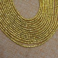 Nicht-magnetische Hämatit Perlen, Non- magnetische Hämatit, rund, goldfarben plattiert, DIY & verschiedene Größen vorhanden & facettierte, Goldfarbe, verkauft von Strang