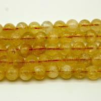Natürlicher Citrin Perlen, Gelbquarz Perlen, rund, poliert, DIY & verschiedene Größen vorhanden, gelb, verkauft von Strang