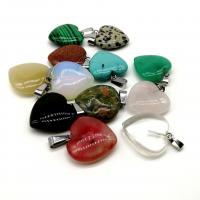 Gemstone Pendants Jewelry with Zinc Alloy Heart polished 12 pieces & DIY 18mm Sold By Box