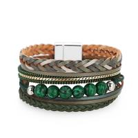 PU Leather Cord Bracelets Zinc Alloy with PU Leather fashion jewelry & multilayer nickel lead & cadmium free 6cm Sold By Strand