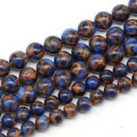 Gemstone Jewelry Beads Cloisonne Stone Round fashion jewelry & DIY blue and yellow nickel lead & cadmium free Sold By Strand