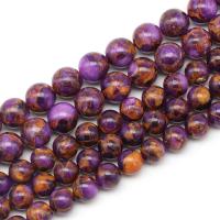 Gemstone Jewelry Beads Cloisonne Stone Round fashion jewelry & DIY purple camouflage Sold By Strand