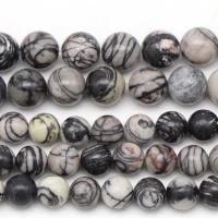 Gemstone Jewelry Beads, Network Stone, Round, fashion jewelry & DIY & different size for choice, black, Sold By Strand