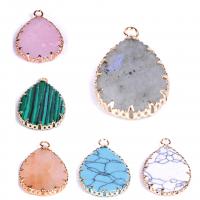 Gemstone Pendants Jewelry, Brass, with Natural Stone, plated, fashion jewelry & DIY, more colors for choice, 18x25mm, Sold By PC