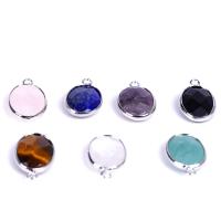 Gemstone Pendants Jewelry, Brass, with Natural Stone, plated, fashion jewelry & DIY, more colors for choice, 13x18mm, Sold By PC