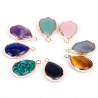 Gemstone Pendants Jewelry, Brass, with Natural Stone, plated, fashion jewelry & DIY, more colors for choice, 12x16mm, Sold By PC