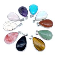 Gemstone Pendants Jewelry, Brass, with Natural Stone, plated, fashion jewelry & DIY, more colors for choice, 20x30mm, Sold By PC