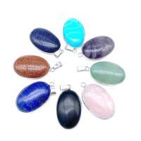 Gemstone Medálok Ékszer, Sárgaréz, -val Természetes kő, galvanizált, divat ékszerek & DIY, több színt a választás, 20x30mm, Által értékesített PC