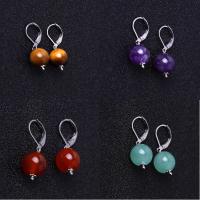 Natural Gemstone Earrings Brass with Natural Stone plated fashion jewelry & for woman Sold By Pair