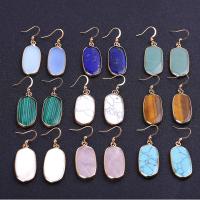 Natural Gemstone Earrings Brass with Natural Stone plated fashion jewelry & for woman Sold By Pair