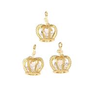 Cubic Zirconia Micro Pave Brass Pendant, Crown, plated, micro pave cubic zirconia, nickel, lead & cadmium free, 15x11x11mm, Hole:Approx 1mm, Approx 30PCs/Bag, Sold By Bag