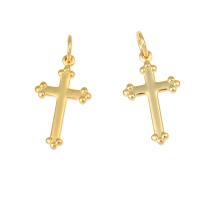 Brass Cross Pendants, plated, nickel, lead & cadmium free, 12x10x1mm, Hole:Approx 3mm, Approx 30PCs/Bag, Sold By Bag