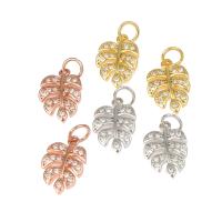 Cubic Zirconia Micro Pave Brass Pendant, Leaf, plated, micro pave cubic zirconia, more colors for choice, nickel, lead & cadmium free, 14x9x2mm, Hole:Approx 2mm, Approx 30PCs/Bag, Sold By Bag