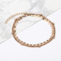 Tibetan Style Anklet, fashion jewelry & multilayer, golden, 270mm, Sold By Set