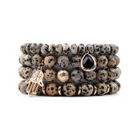 Natural Dalmatian Bracelets with Crystal Metal Finding 18mm Sold Per 18 cm Strand