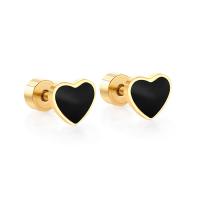 Stainless Steel Stud Earrings Heart plated fashion jewelry & for woman Sold By Pair