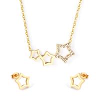 Fashion Stainless Steel Jewelry Sets, Stud Earring & necklace, plated, fashion jewelry & for woman & with rhinestone, more colors for choice, 3Sets/Lot, Sold By Lot