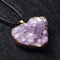 Quartz Gemstone Pendants, Amethyst, irregular, DIY, purple, 22-35mm, 2PCs/Bag, Sold By Bag