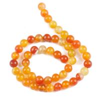 Natürliche Streifen Achat Perlen, rund, poliert, DIY & verschiedene Größen vorhanden, gelb, verkauft von Strang